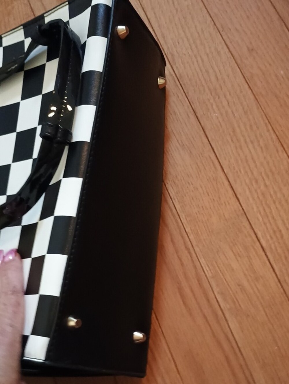 Nicole Lee Black, White & Red Graphic Checker Tote - Picture 6 of 6